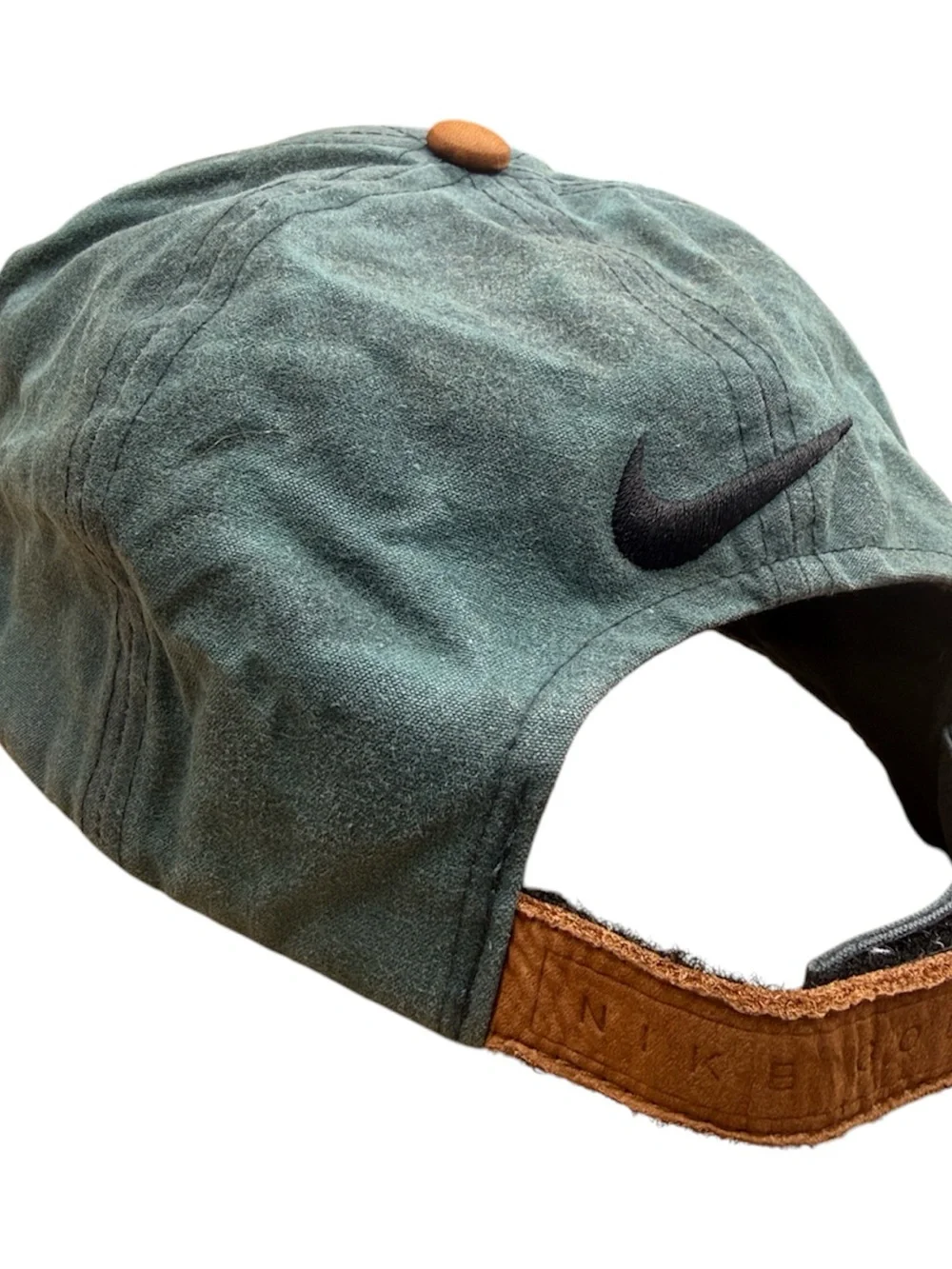 Vintage Nike Teal Golf Cap leather trim  Gold metal Swoosh